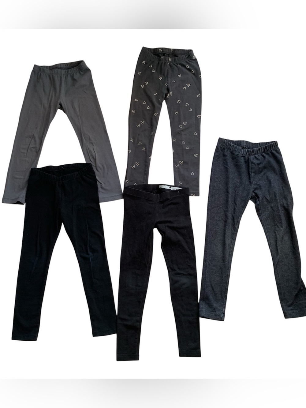 Girls' 4T Toddler Multi Colored Stretchy Five Pair Fair Condition Play Leggings